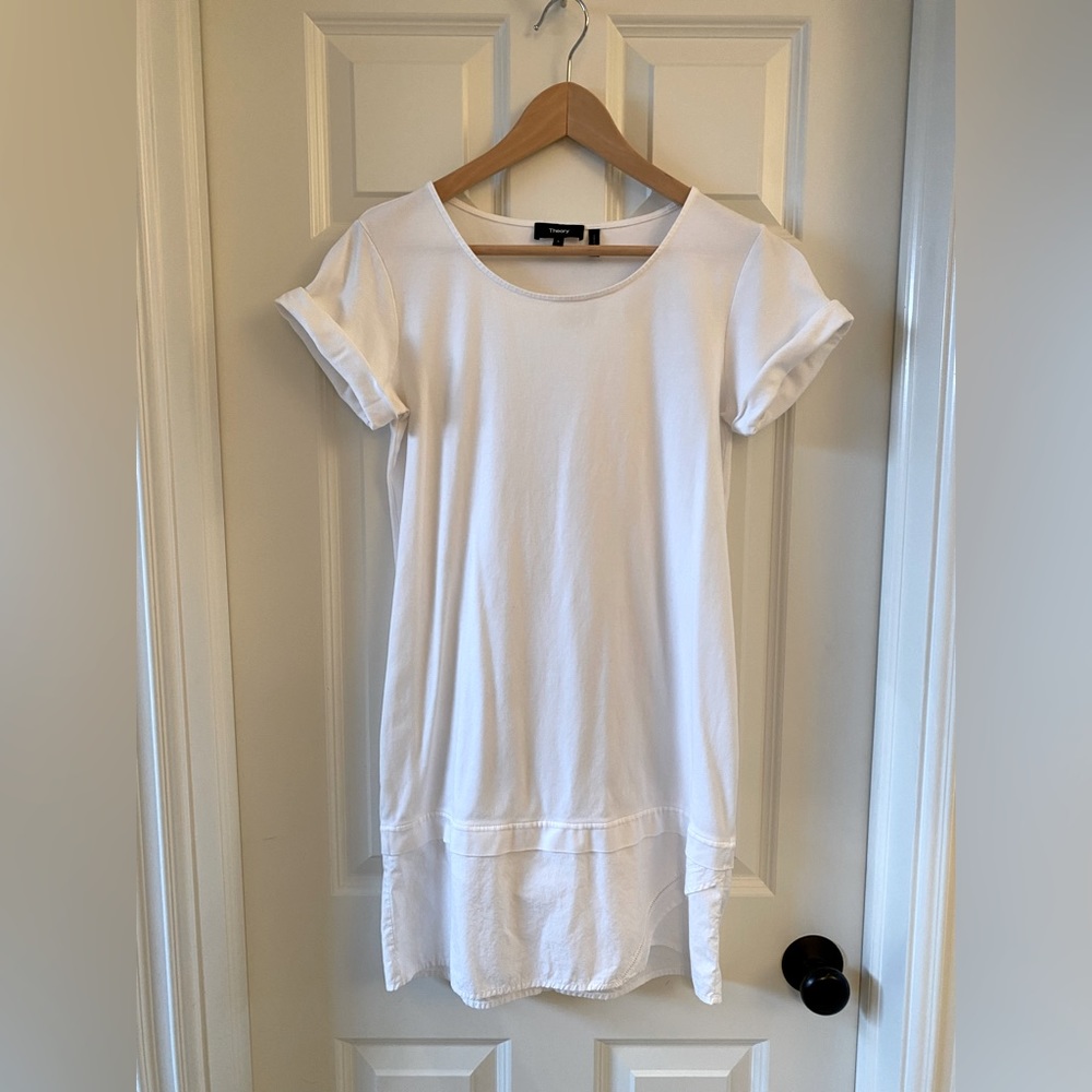Theory white t-shirt mini dress.